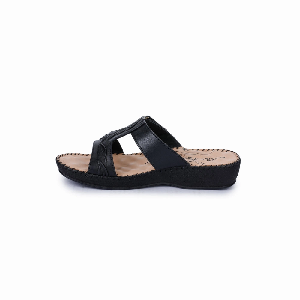 Healers Comfort (Black) Platform Slippers For Women DR-526 By Liberty