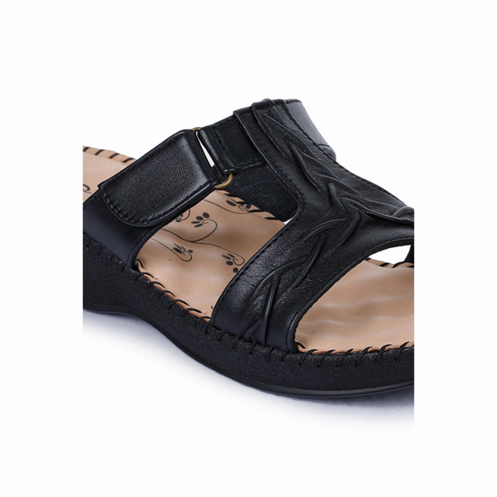 Healers Comfort (Black) Platform Slippers For Women DR-526 By Liberty