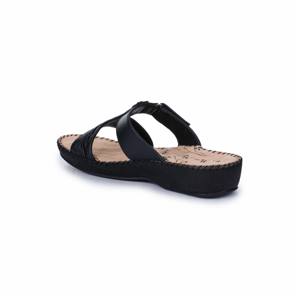 Healers Comfort (Black) Platform Slippers For Women DR-526 By Liberty
