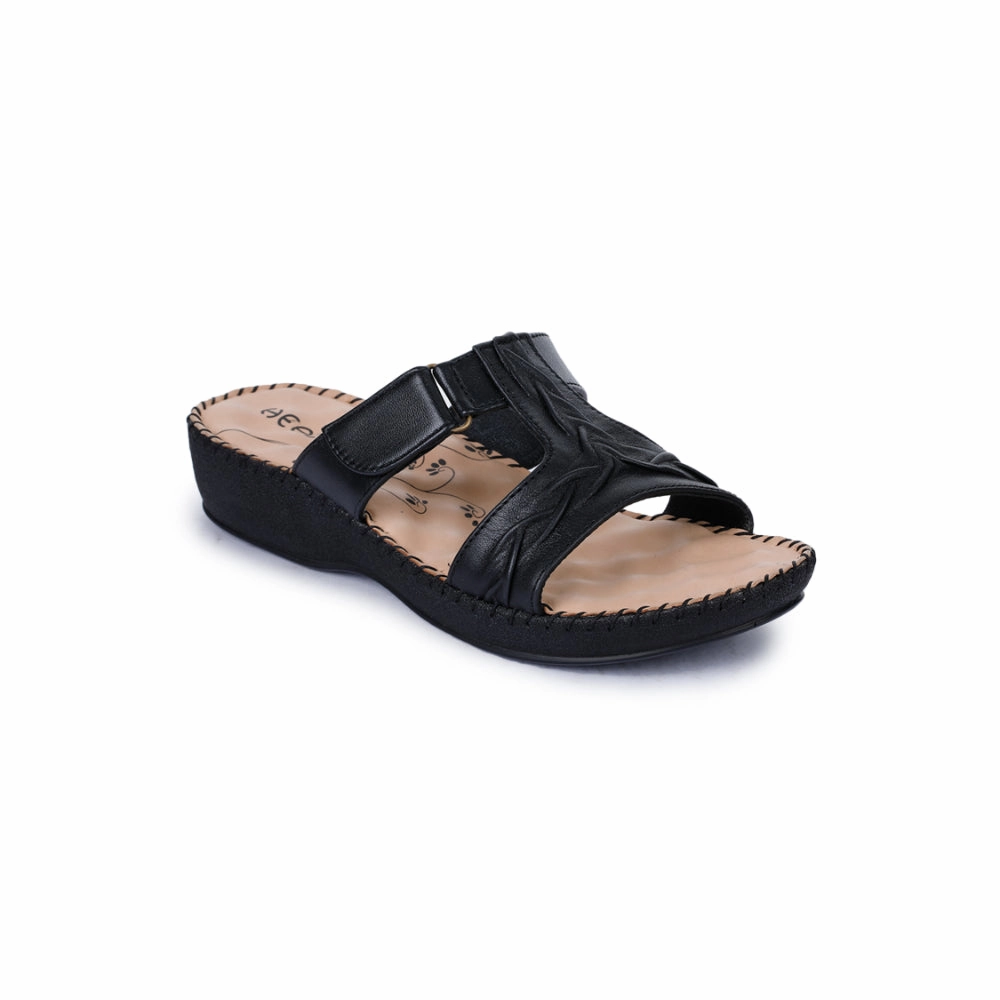 Healers Comfort (Black) Platform Slippers For Women DR-526 By Liberty