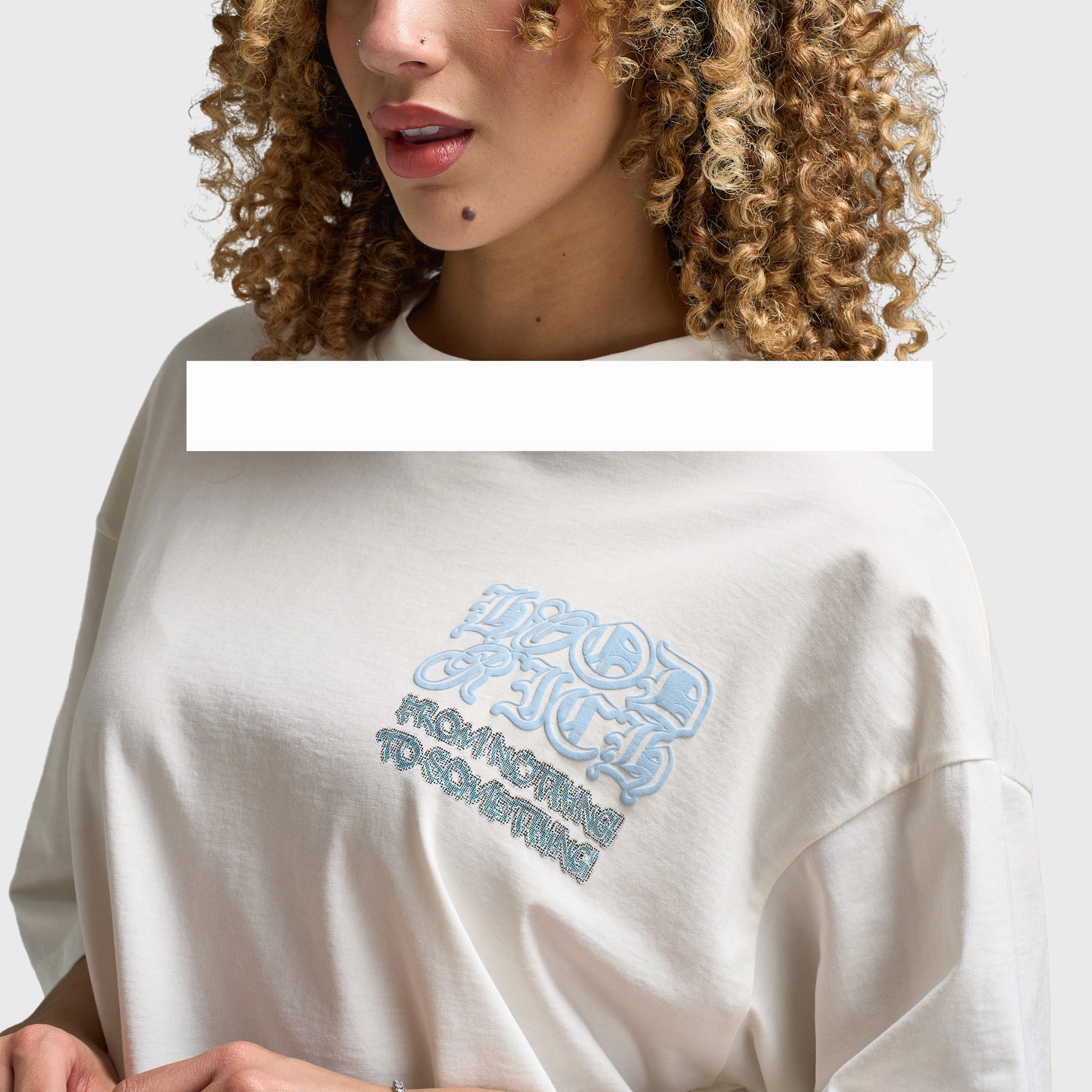 Hoodrich Women's Jewel Oversized Tee Blanc De Blanc / Clear Sky