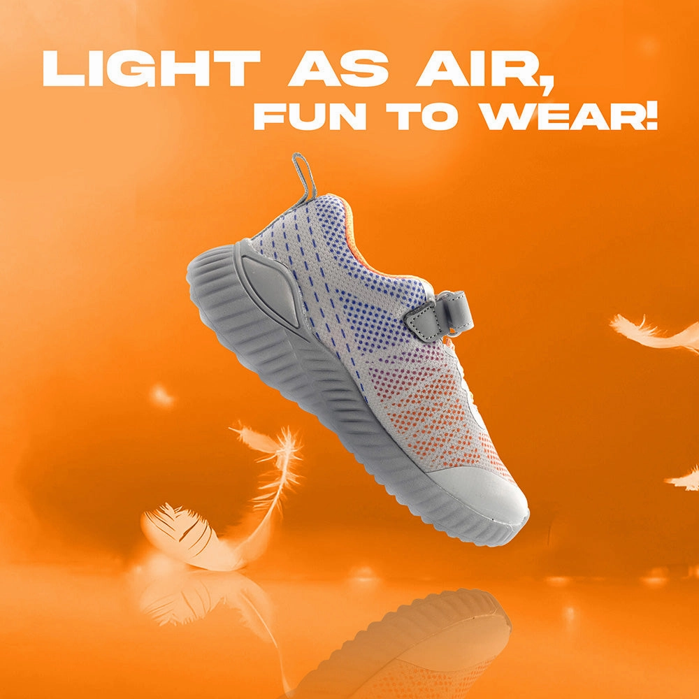 Leap7x Light Grey Velcro Sports Walking Shoes For Kids NITKID-4E By Liberty