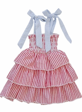 Linen Dress - Stripe Ruffle