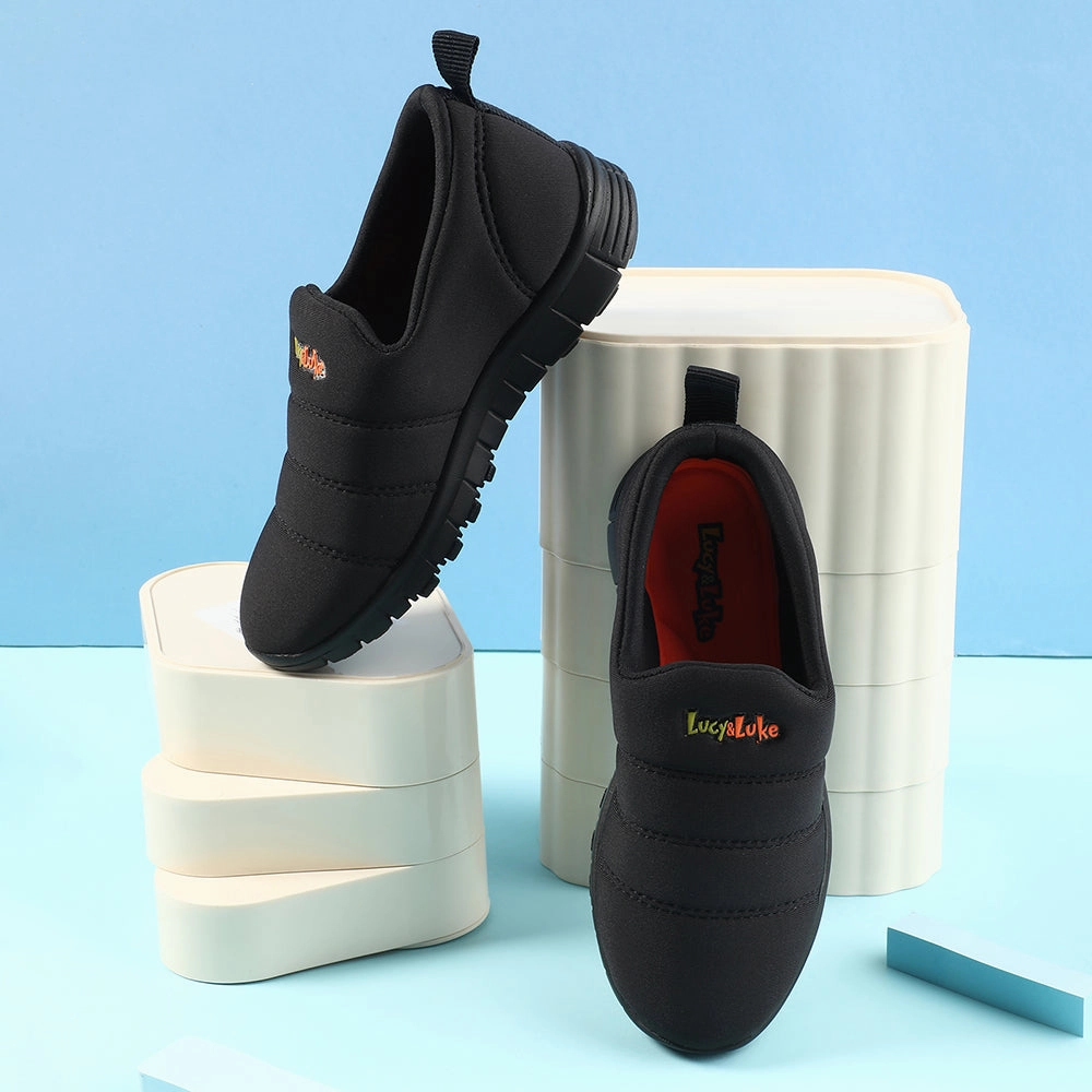 Lucy&Luke Black Sports Non Lacing Walking Shoes For Kids 2123-34 By Liberty