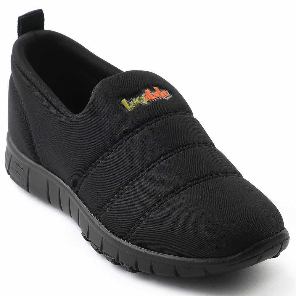 Lucy&Luke Black Sports Non Lacing Walking Shoes For Kids 2123-34 By Liberty