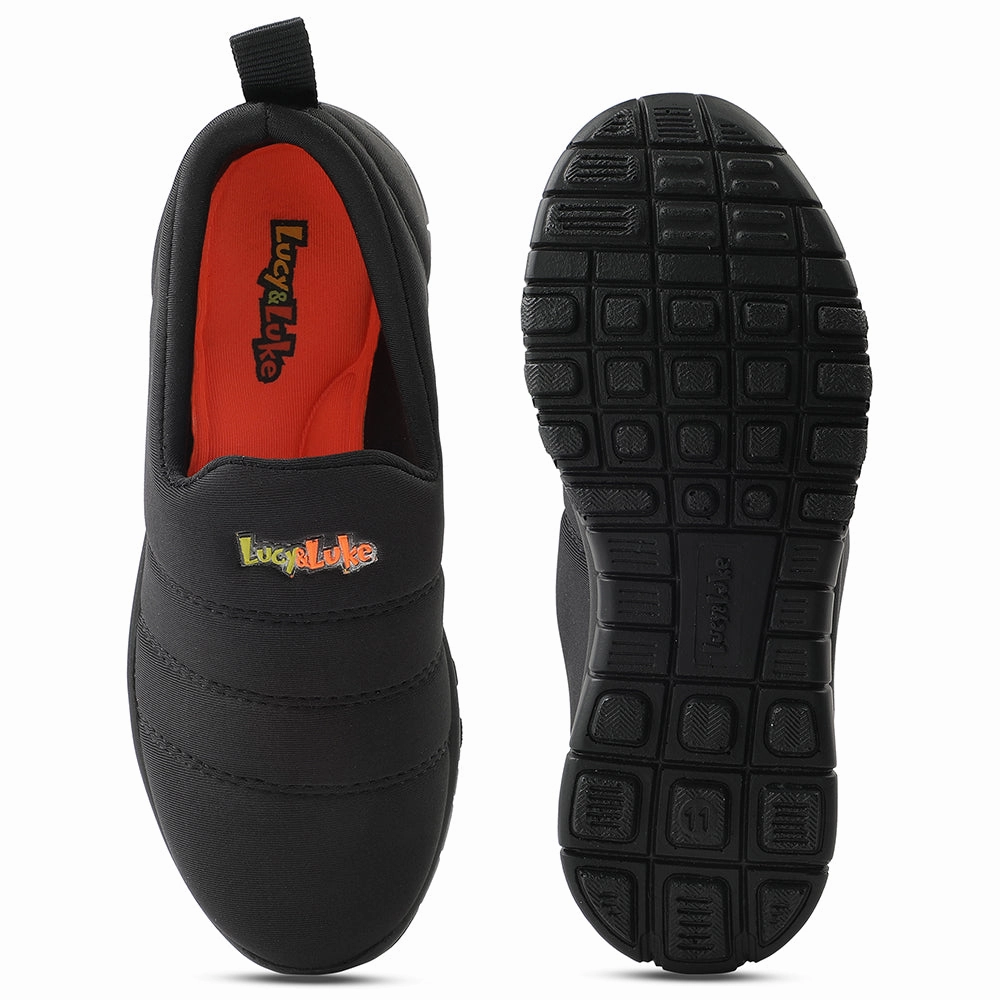 Lucy&Luke Black Sports Non Lacing Walking Shoes For Kids 2123-34 By Liberty