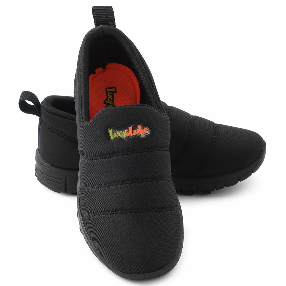 Lucy&Luke Black Sports Non Lacing Walking Shoes For Kids 2123-34 By Liberty
