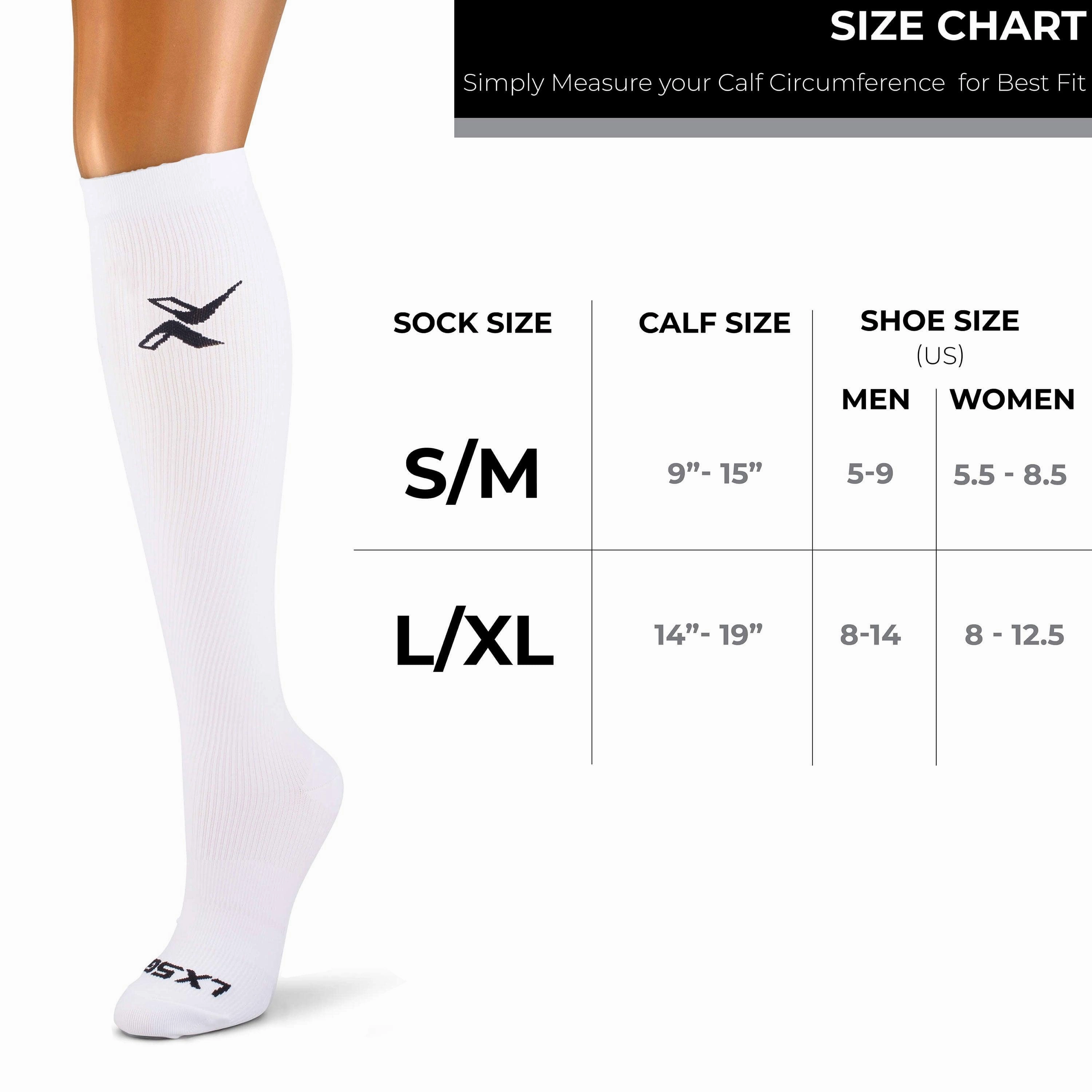 LxsGo ACTIVE Compression Socks for Men & Women 1 Pair White