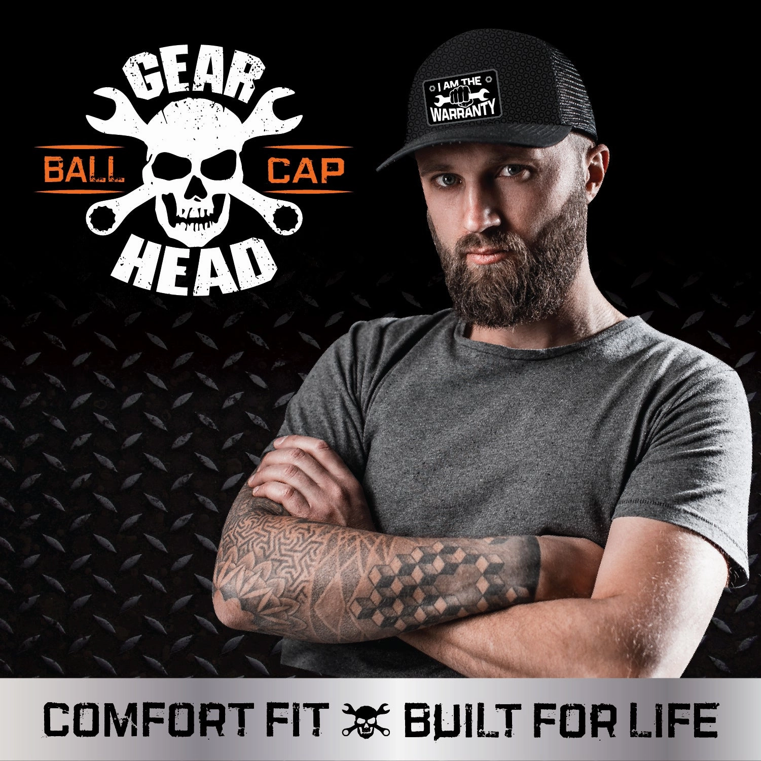 Mechanic Trucker Hat Gear Head Ball Caps - 6 Pieces Per Retail Ready Display 23753