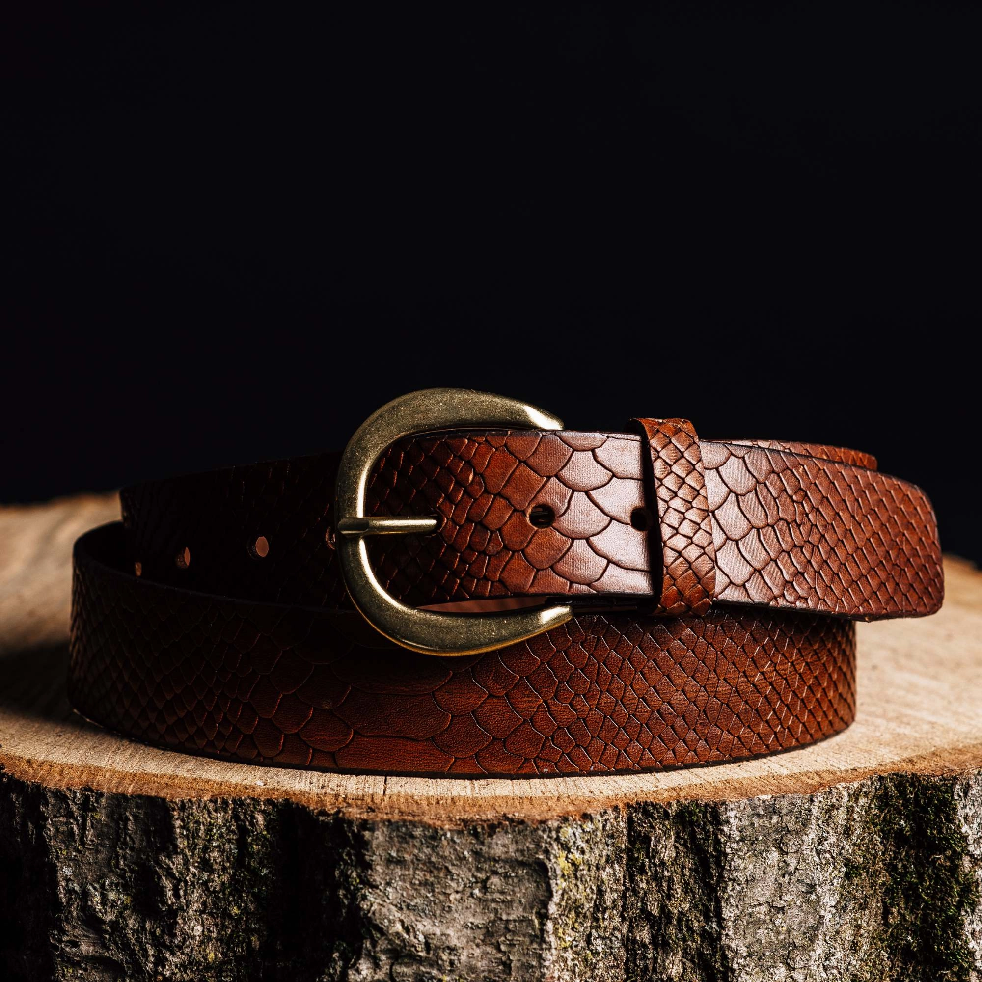Medusa - Snake Skin Embossed Leather Belt Made in Canada