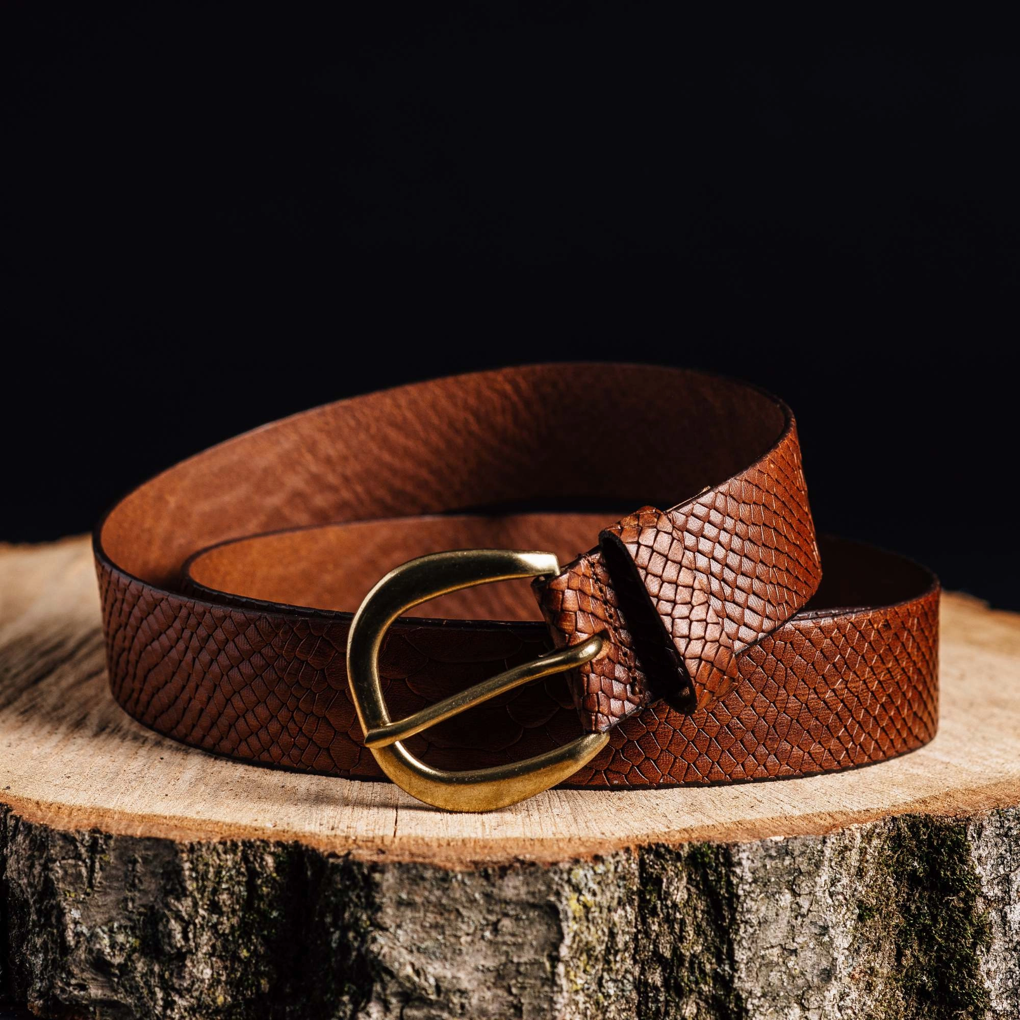 Medusa - Snake Skin Embossed Leather Belt Made in Canada