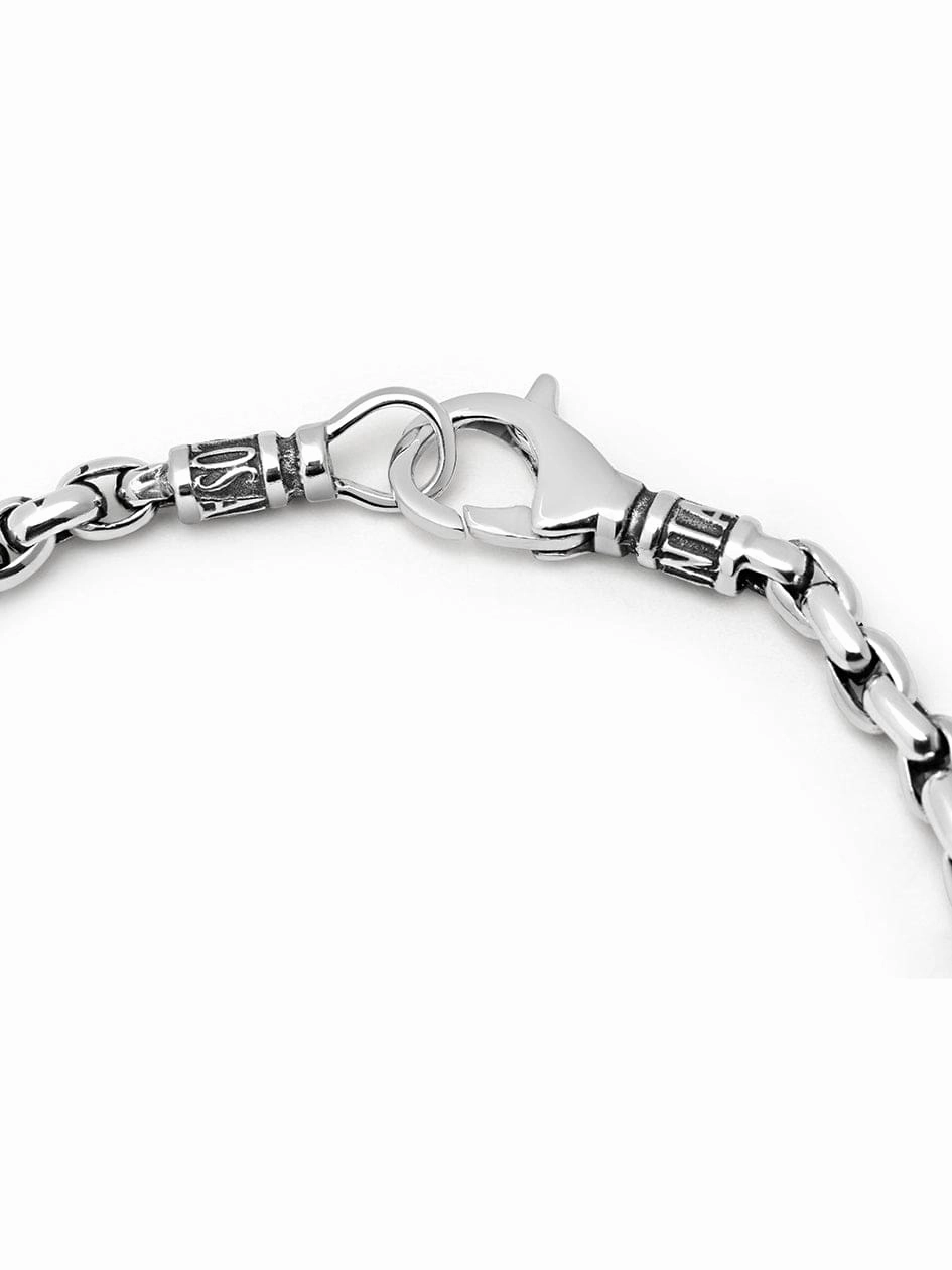 Men's Sterling Silver 4mm Round Link Chain Bracelet