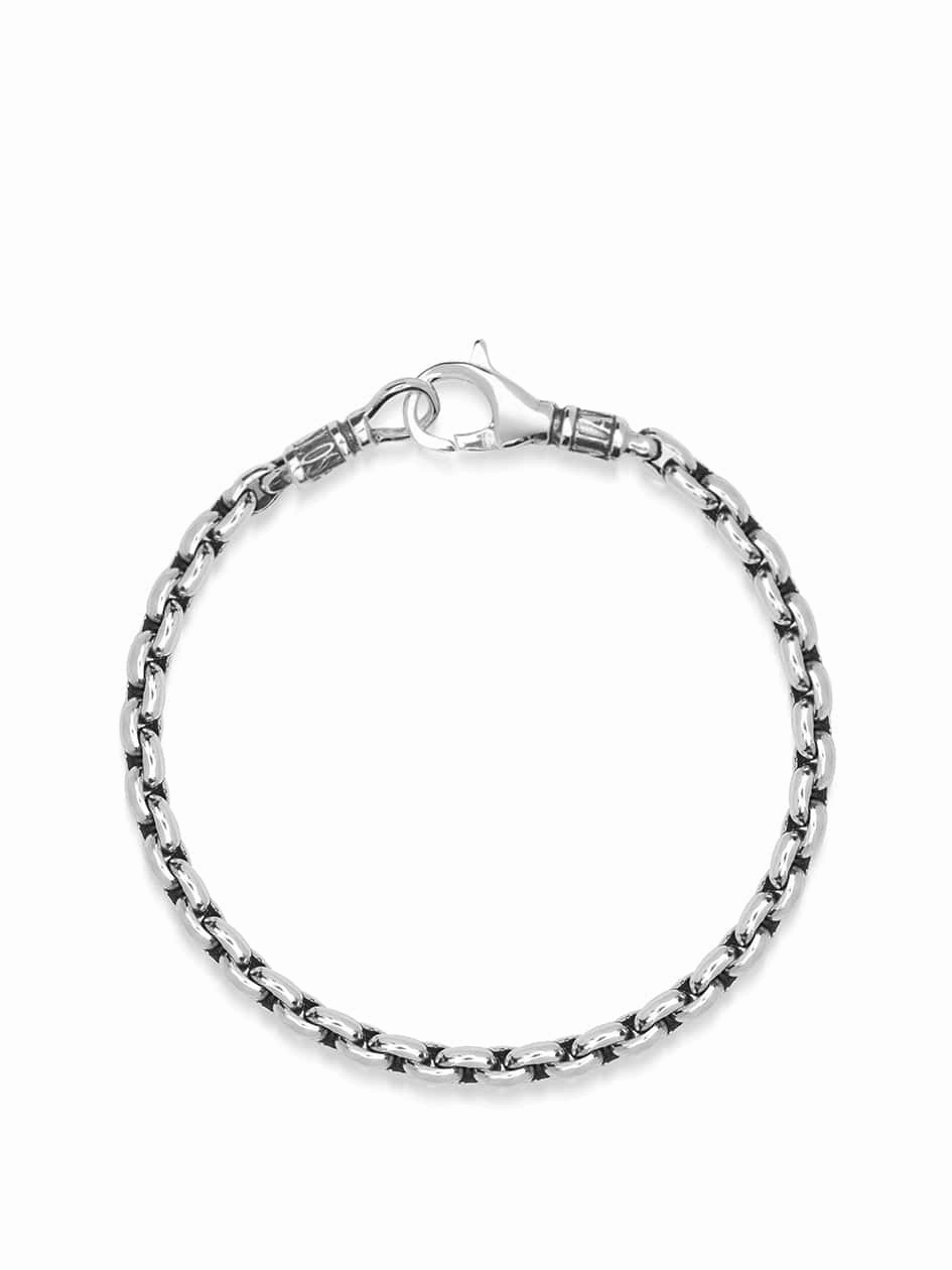 Men's Sterling Silver 4mm Round Link Chain Bracelet