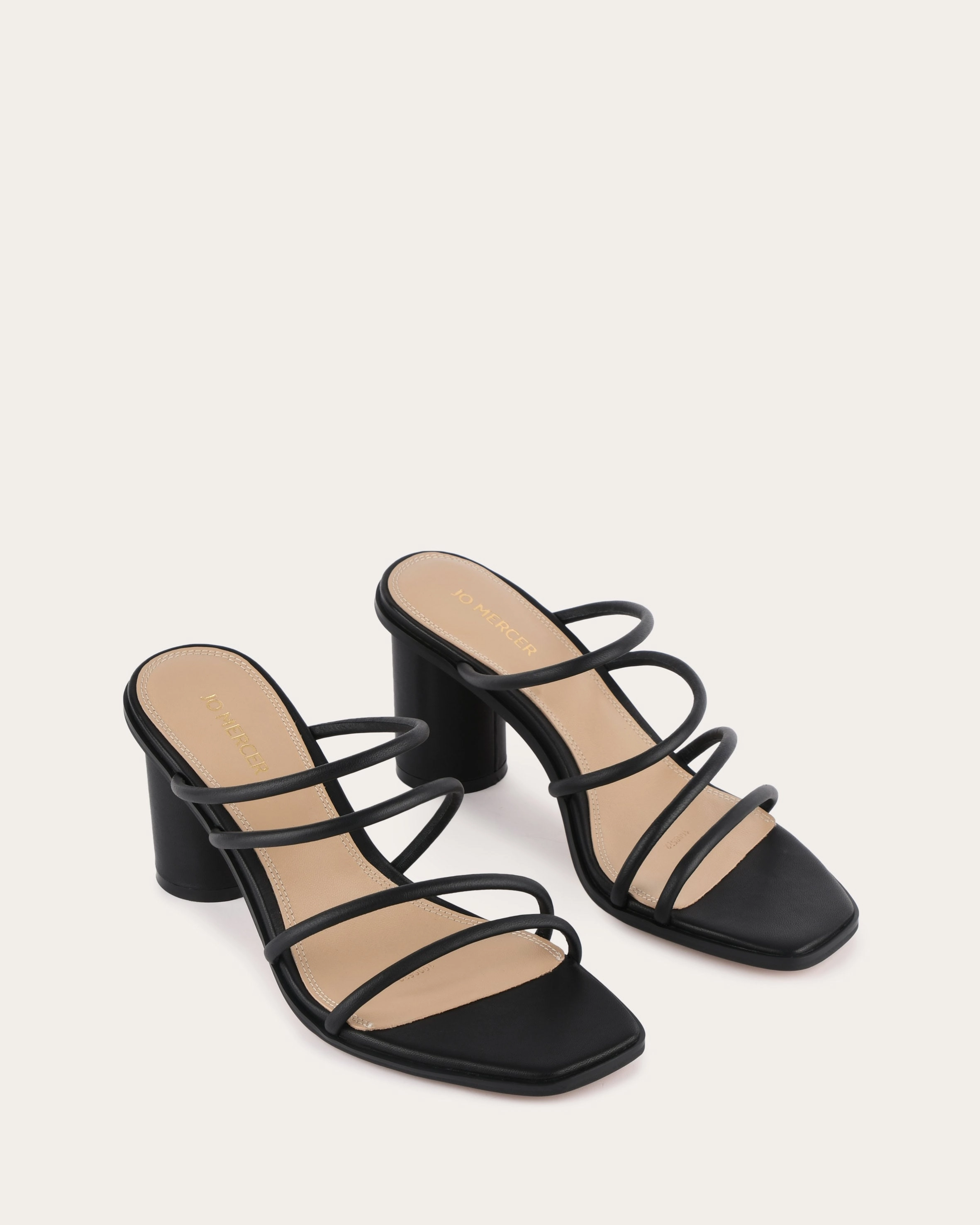 NAOMI MID HEEL SANDALS BLACK LEATHER