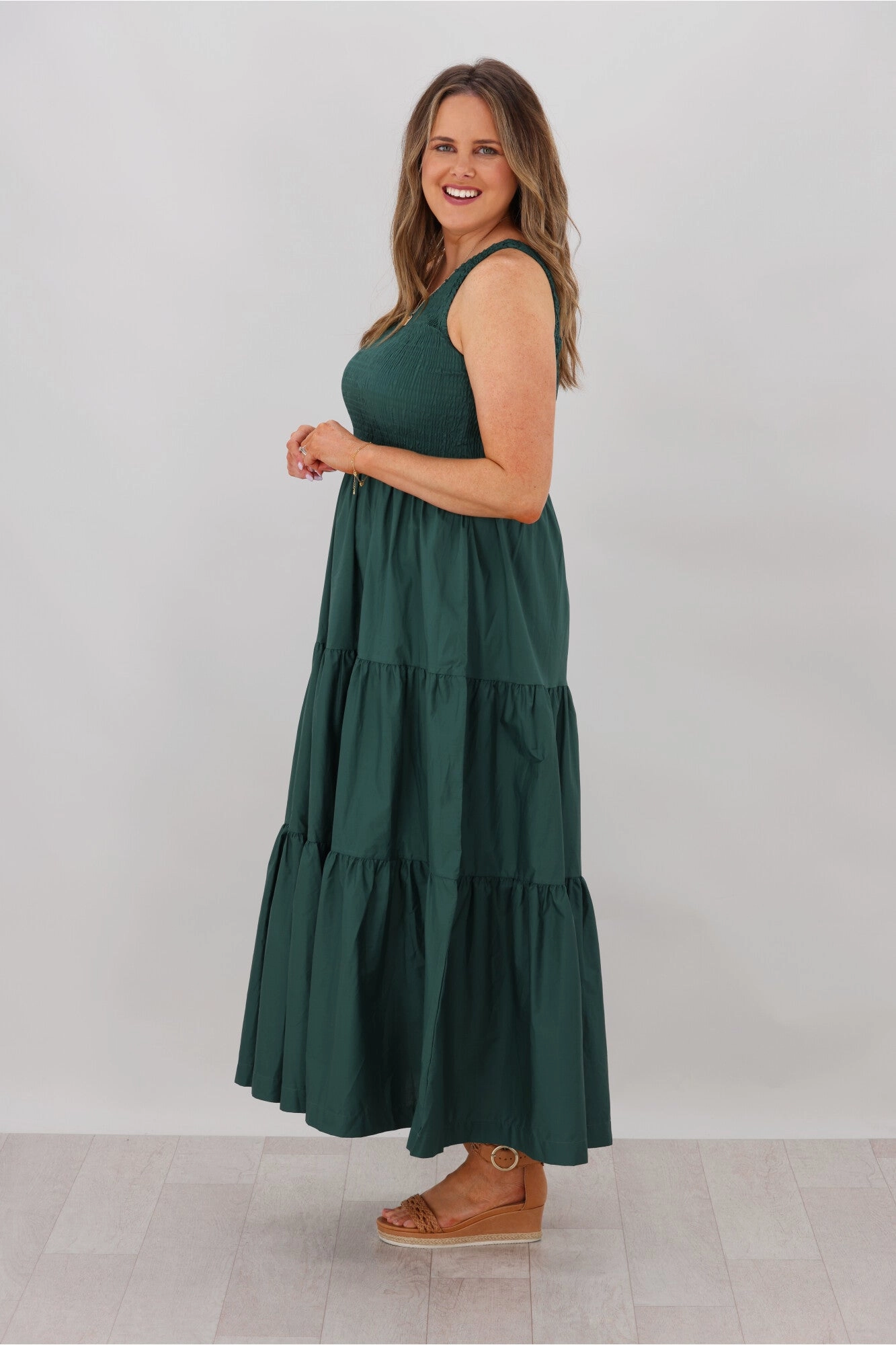 Natural Bay Opal One Shoulder Dress Teal