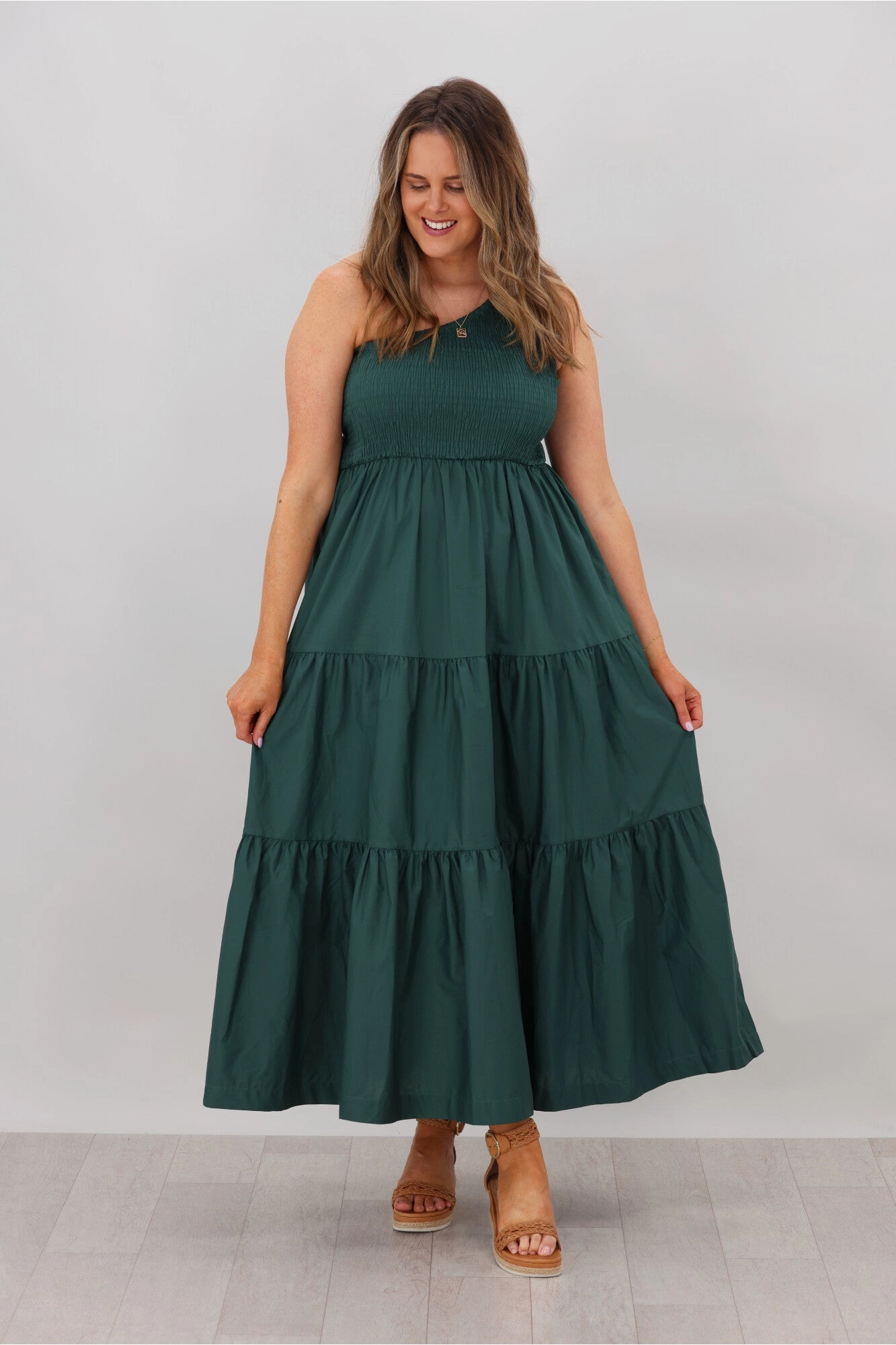 Natural Bay Opal One Shoulder Dress Teal