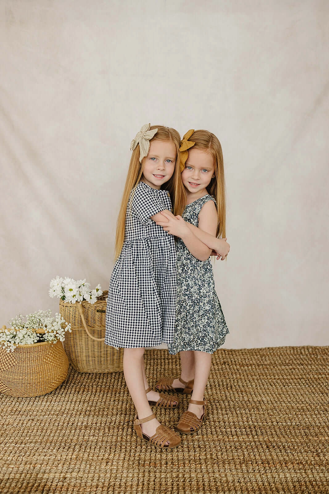 Navy Gingham Linen Cotton Dress