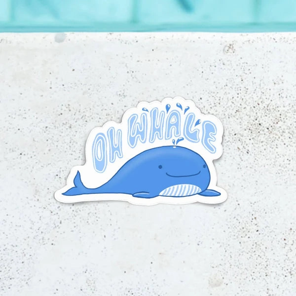 Oh Whale Sticker - Blue