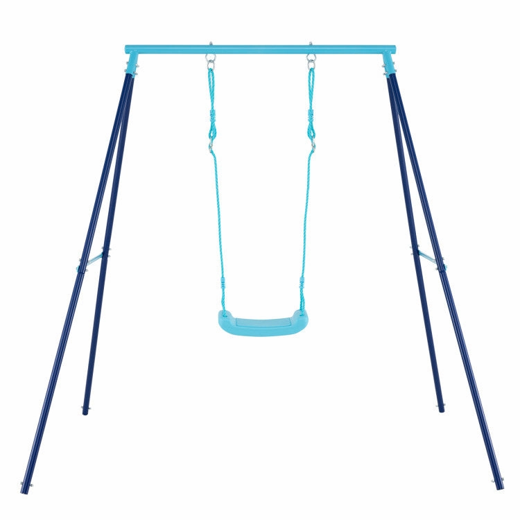 Outdoor Heavy Duty Metal Toddler Swing Set With Stand-Blue