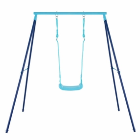Outdoor Heavy Duty Metal Toddler Swing Set With Stand-Blue