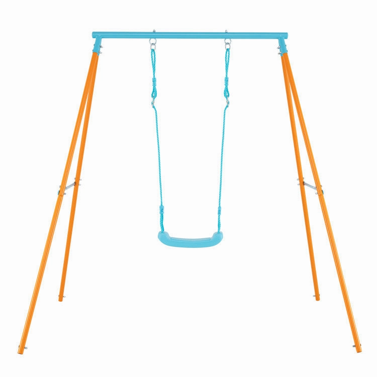 Outdoor Heavy Duty Metal Toddler Swing Set With Stand-Orange