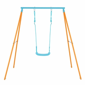 Outdoor Heavy Duty Metal Toddler Swing Set With Stand-Orange