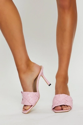 Pink Maisie Woven Mid Heel Mule