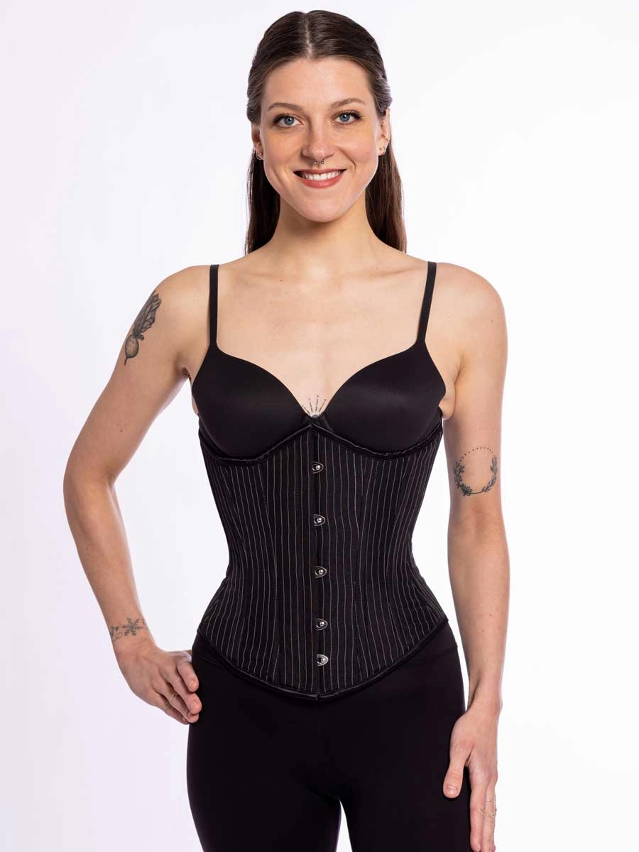 Pinstripe Romantic Curve Longline Underbust Corset : CS-345