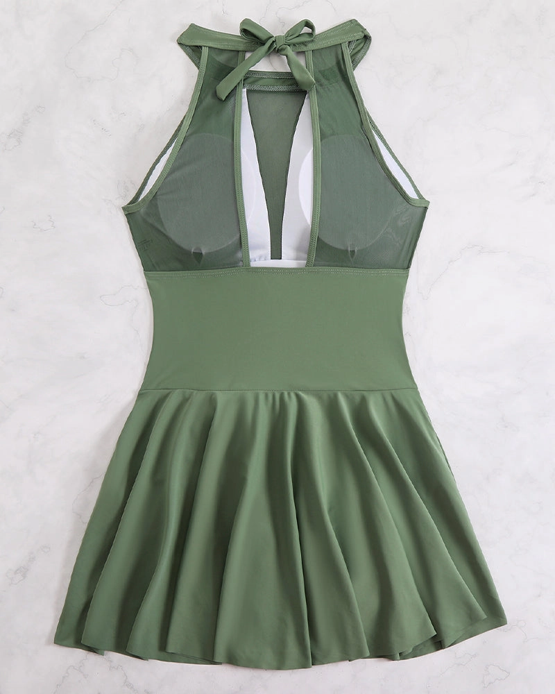 Plus Size Halter Neck Swim Dress