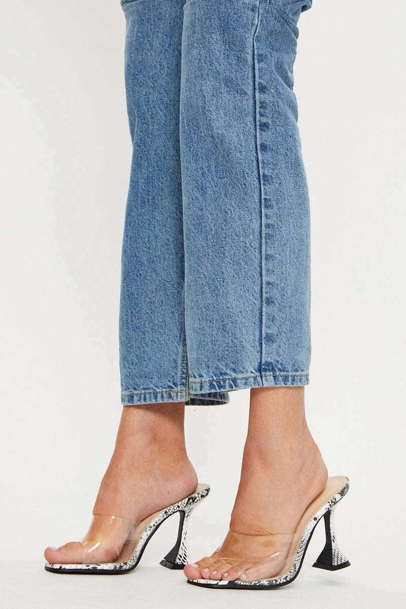 Print Perspex Snake Print Flared Heel Mule