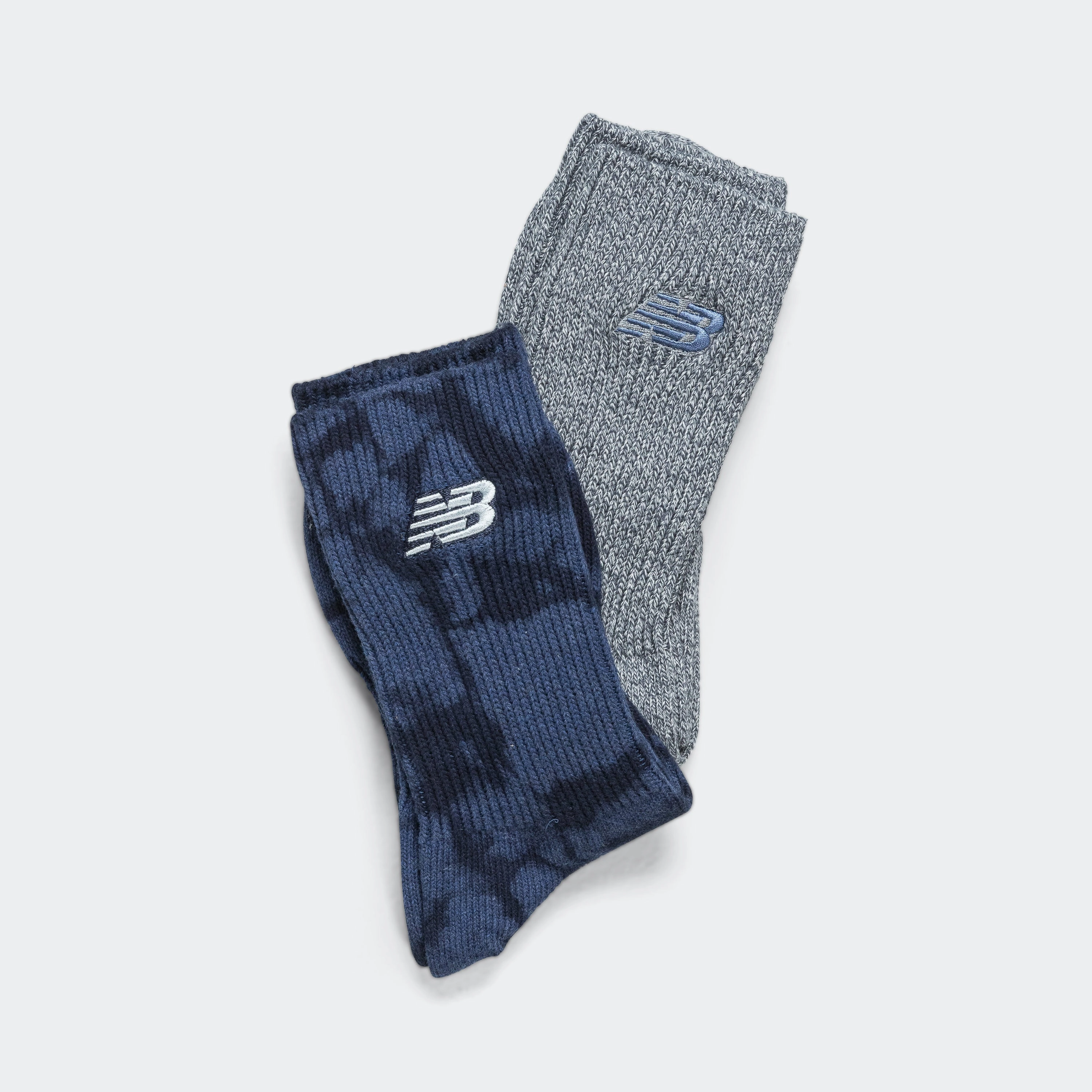 Ribbed Cuff Mid Calf Socks 2 Pack - Navy