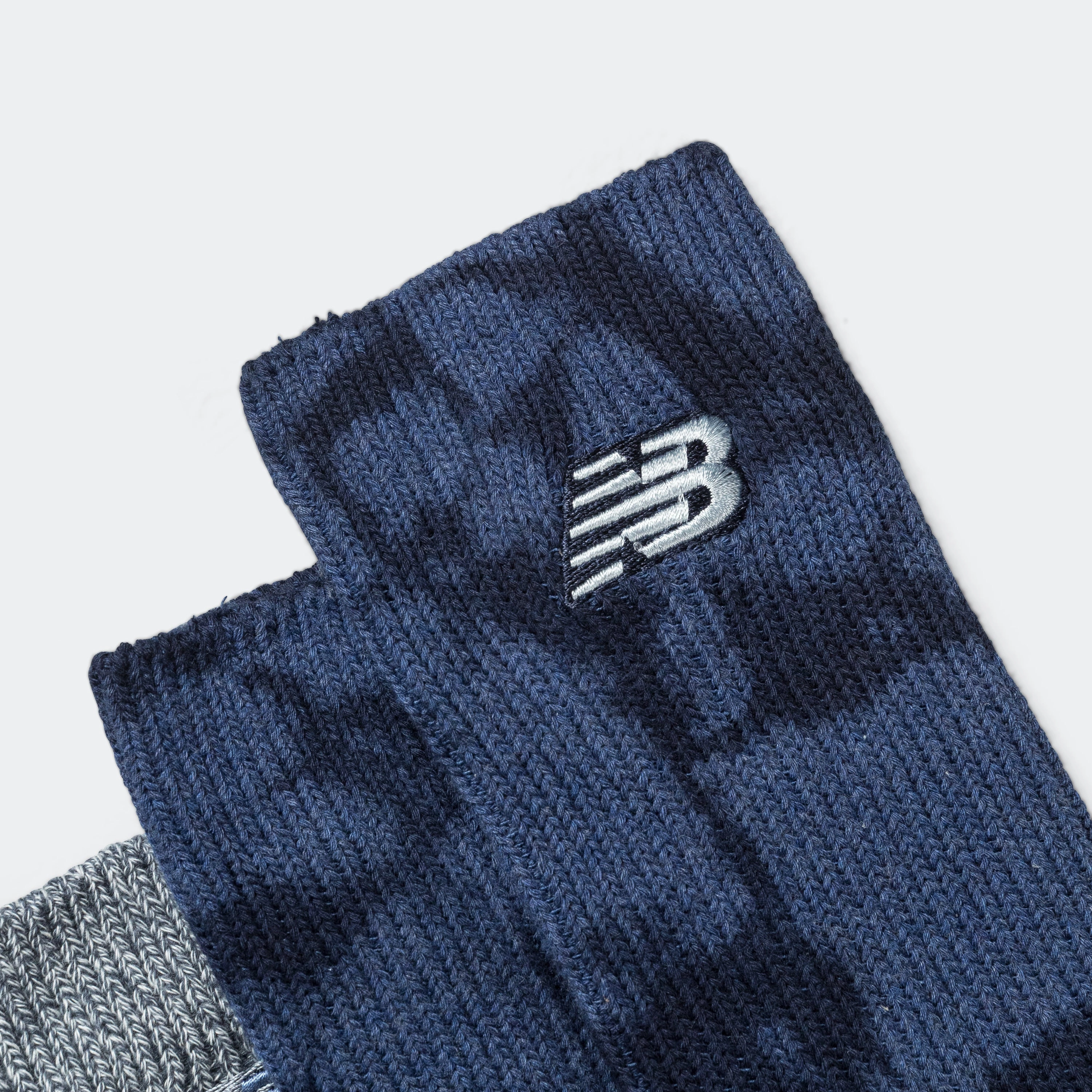 Ribbed Cuff Mid Calf Socks 2 Pack - Navy