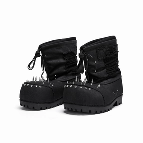 Rivet Waxed Destroyed Denim Boots