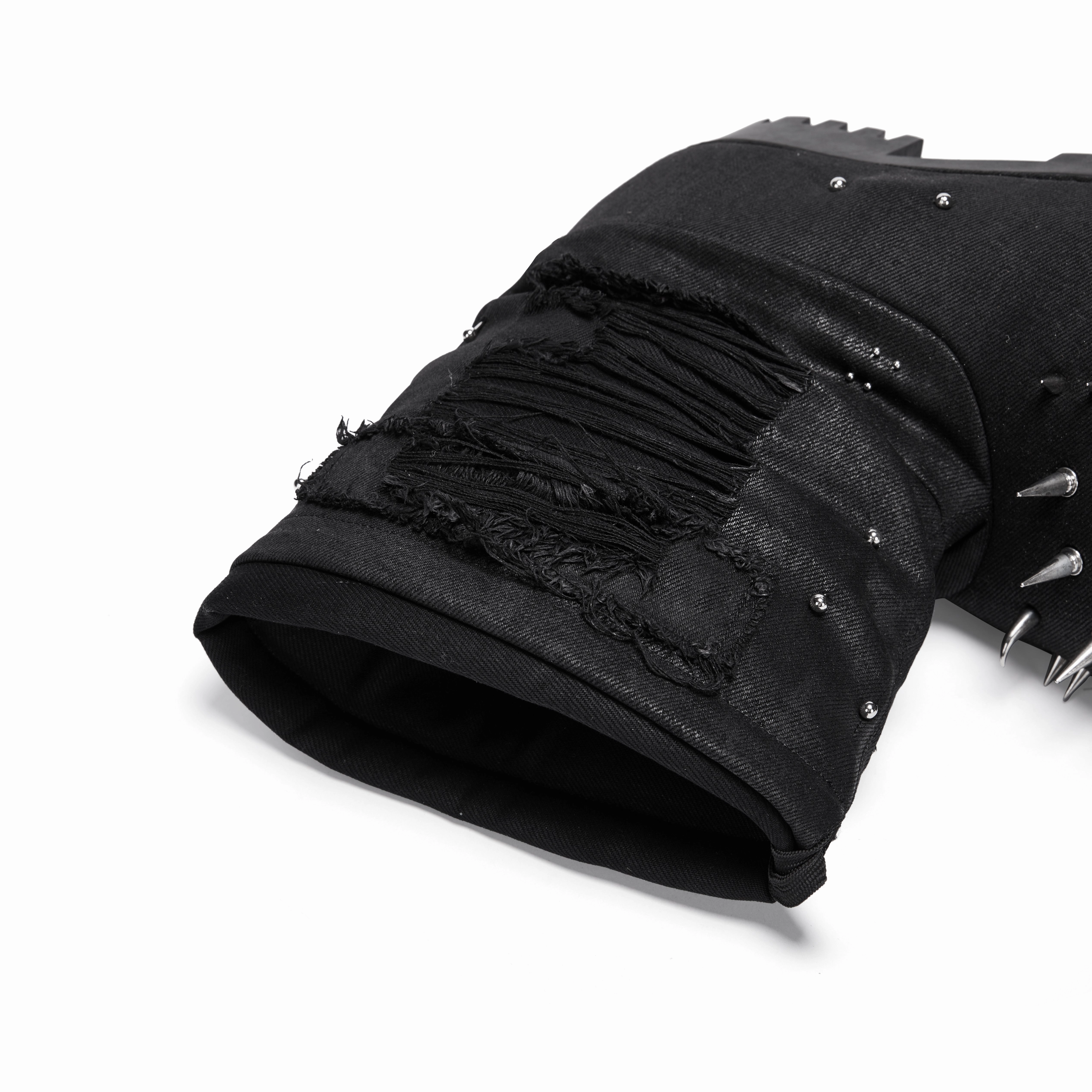 Rivet Waxed Destroyed Denim Boots