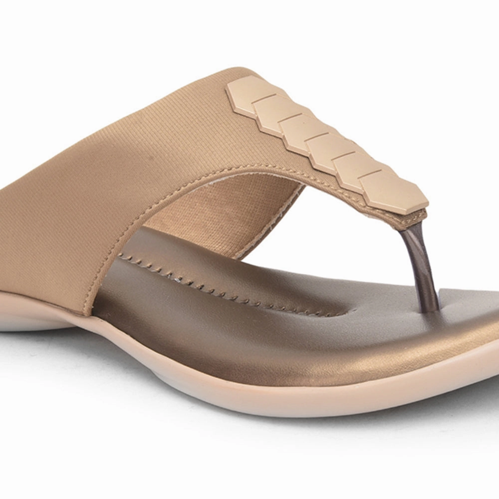 Senorita Formal Golden Flat Slipper For Women MK-201 By Liberty