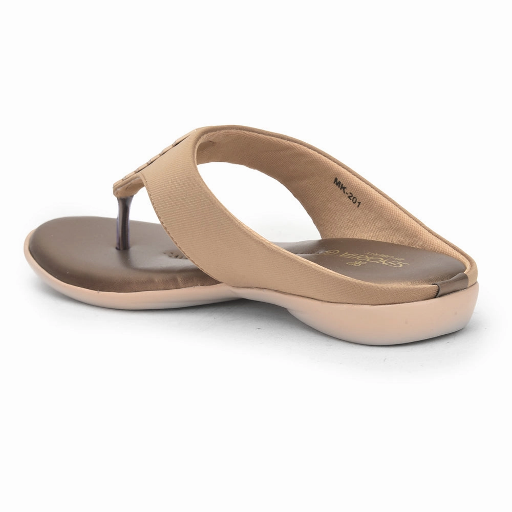 Senorita Formal Golden Flat Slipper For Women MK-201 By Liberty