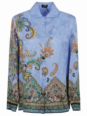 Silk Blend Shirt With Jacquard Rose