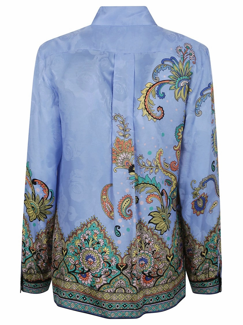 Silk Blend Shirt With Jacquard Rose