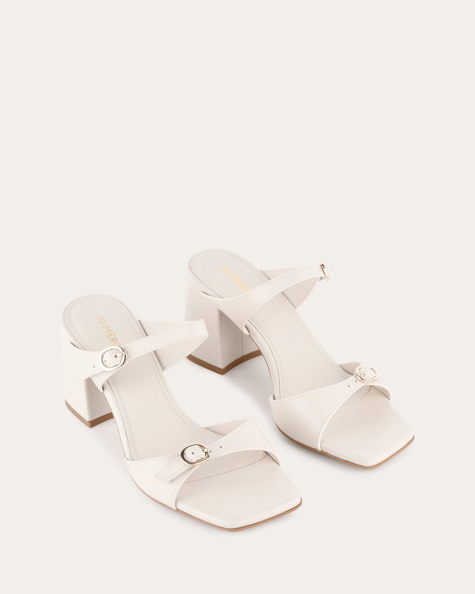 SPENCER MID HEEL SANDALS OFF WHITE LEATHER