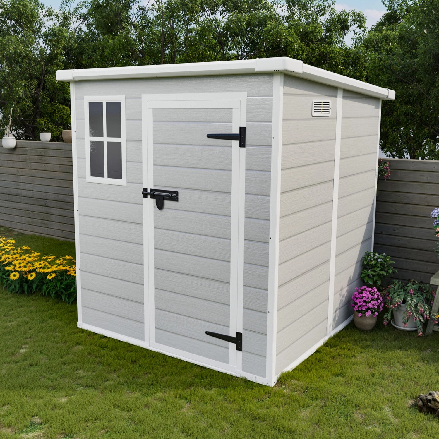 Streamdale 6x6 FT Outdoor Storage Shed - Waterproof Resin, Lockable Doors, Light Grey