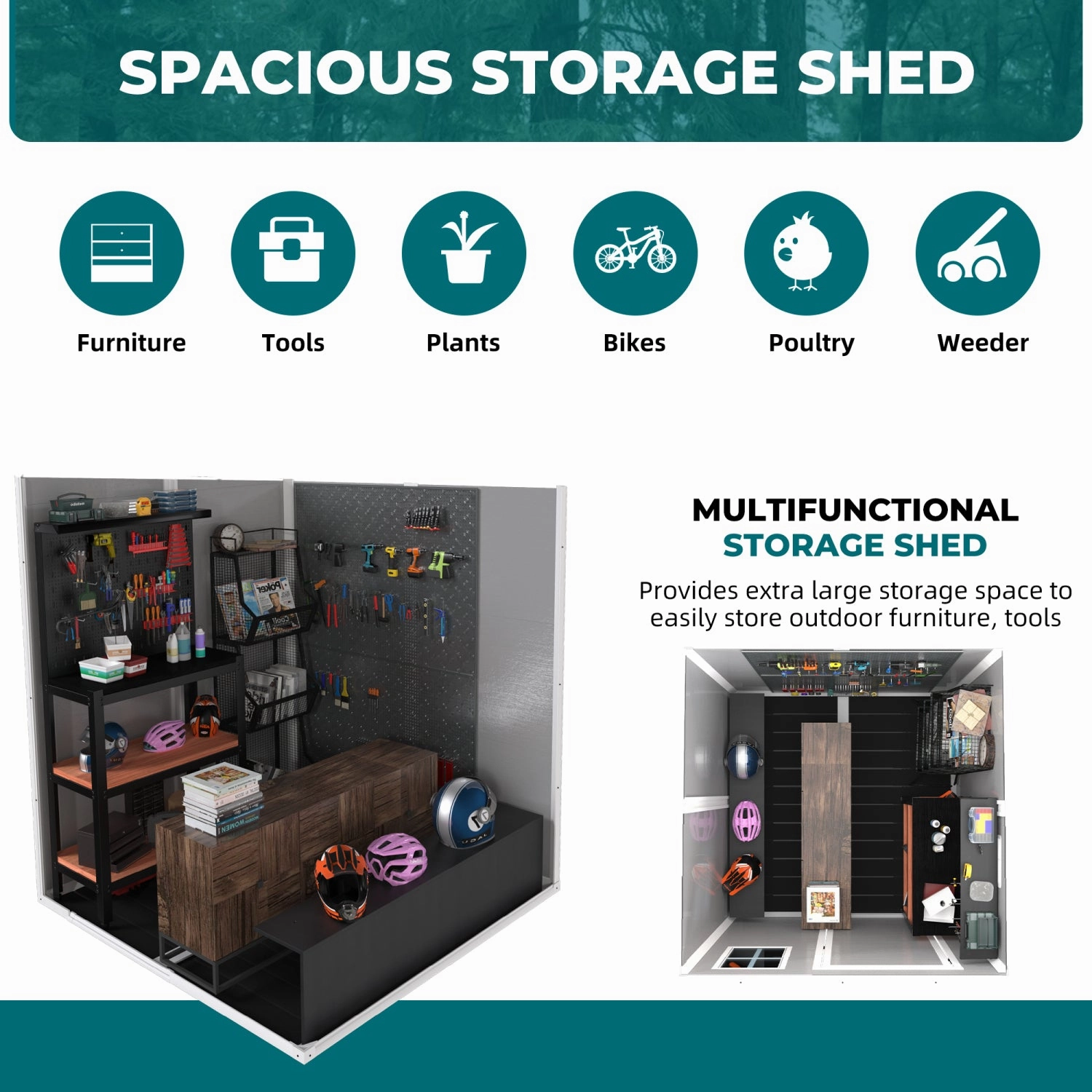 Streamdale 6x6 FT Outdoor Storage Shed - Waterproof Resin, Lockable Doors, Light Grey