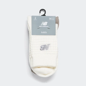 Waffle Ankle Socks 2 Pack - Grey/White