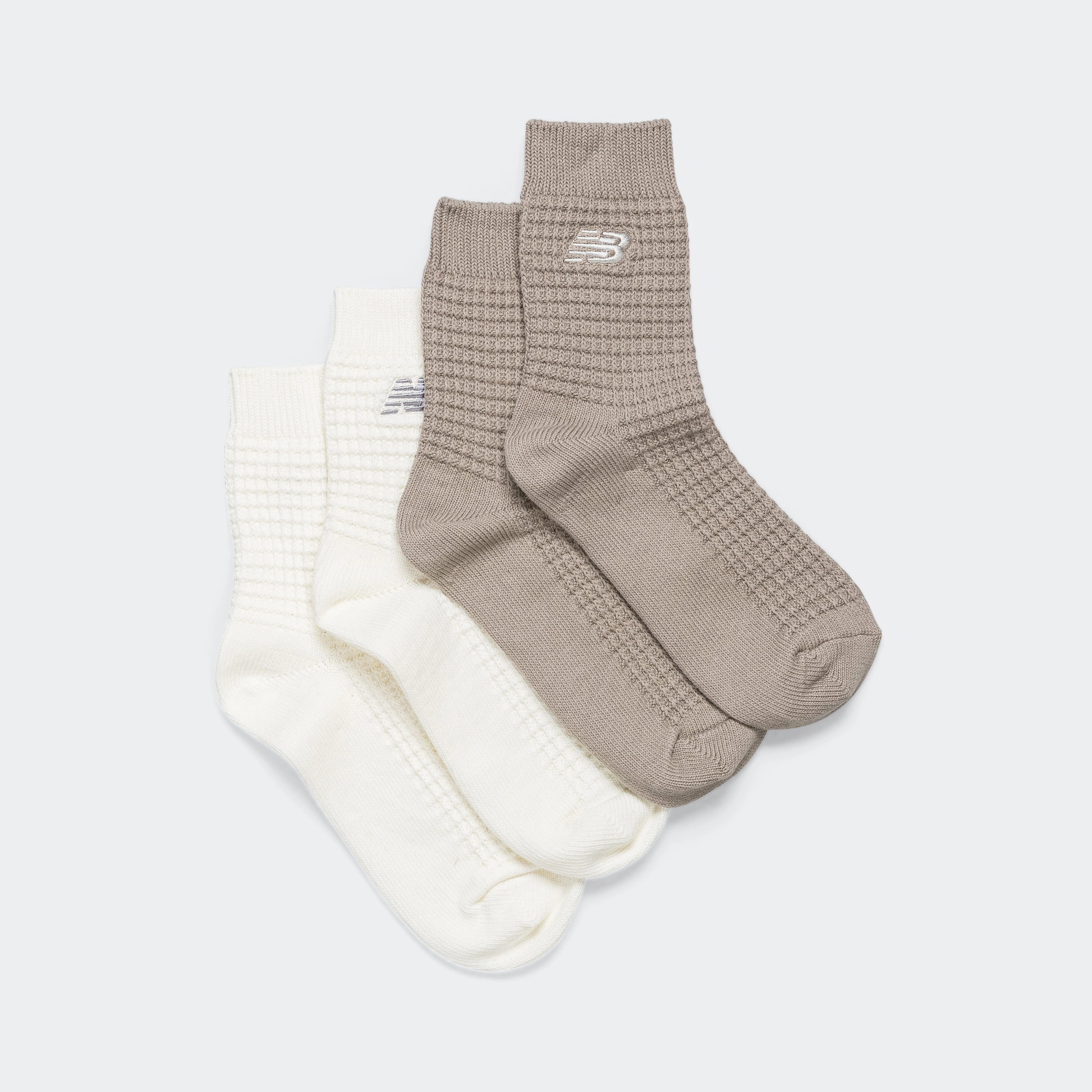 Waffle Ankle Socks 2 Pack - Grey/White