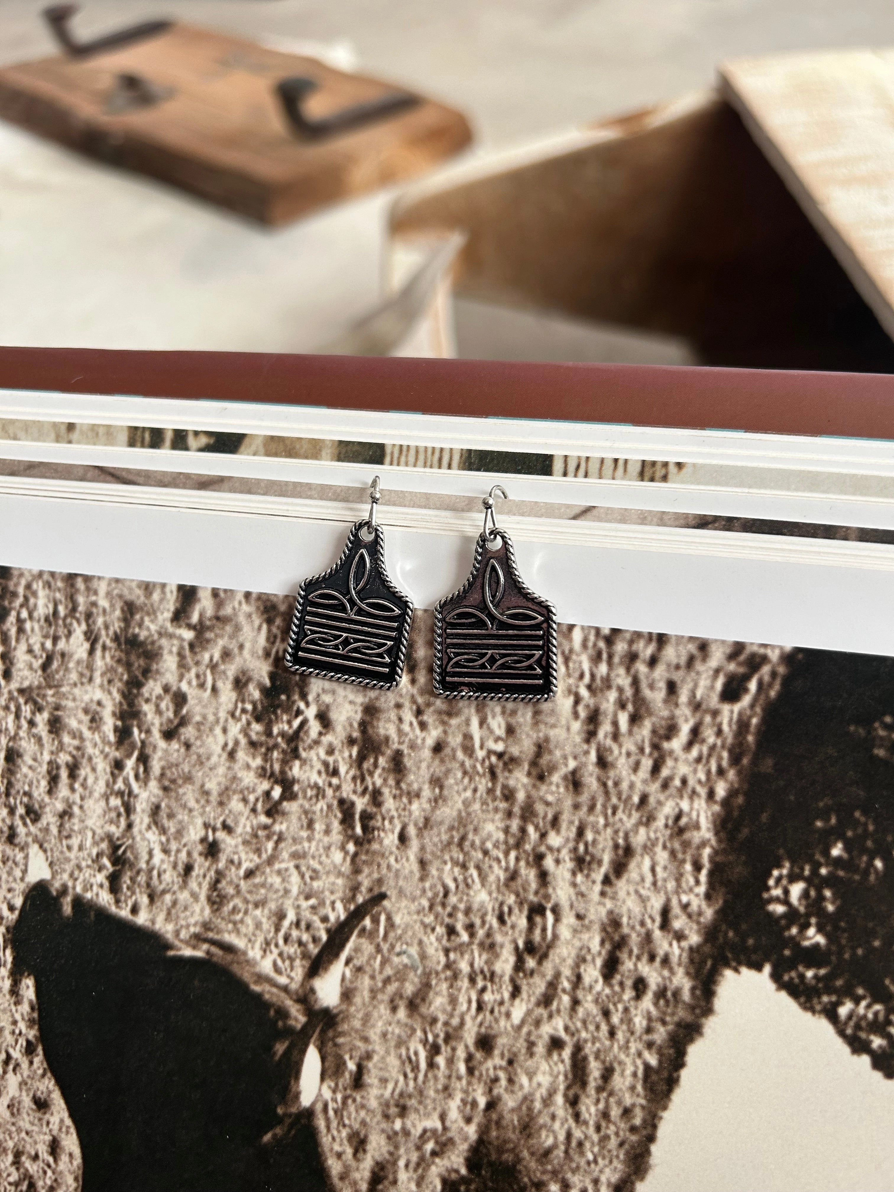 Western Boot Stitch Dangle Earrings