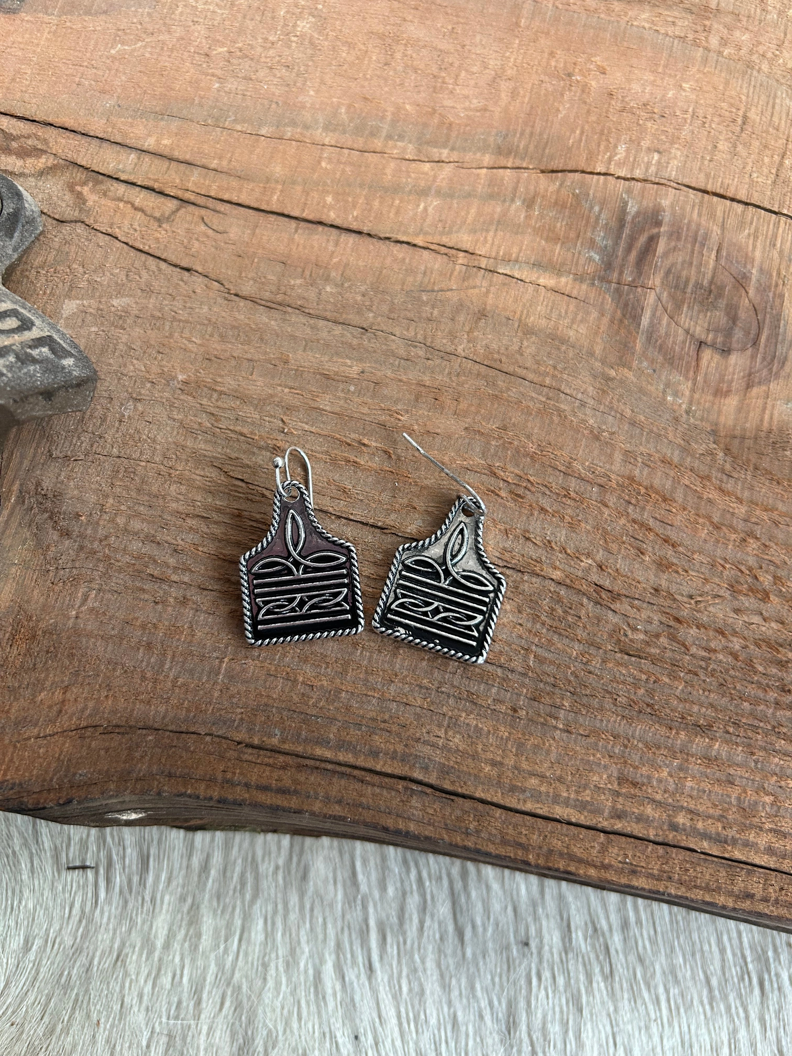 Western Boot Stitch Dangle Earrings