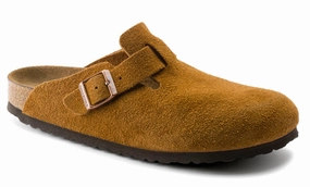 Womens Birkenstock Boston Soft Footbed Suede Leather Sandals Mink